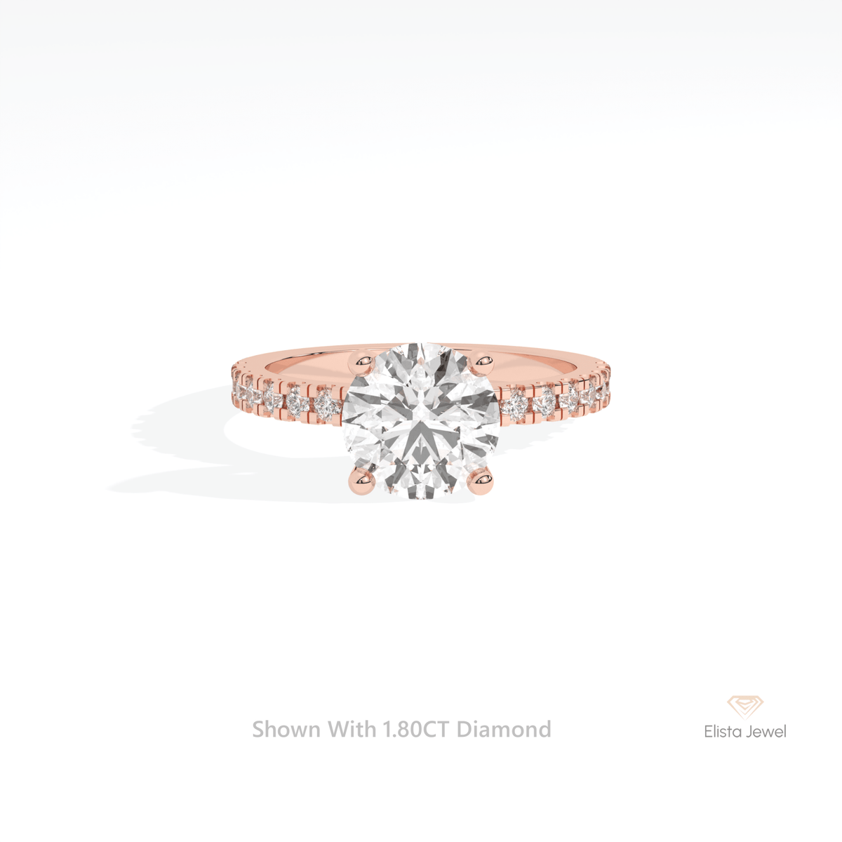 Round Cut Hidden Halo Engagement Lab Grown Diamond Ring in 10K White Gold - Front View