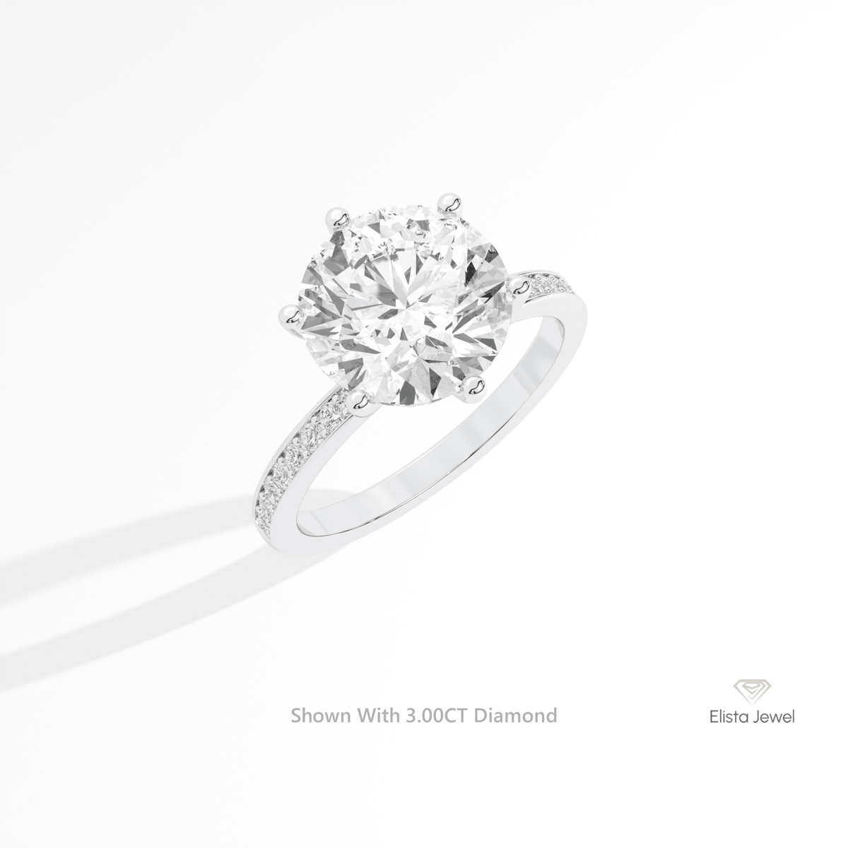 Round Cut Hidden Halo Engagement Lab Grown Diamond Ring in 10K Rose Gold - Angled View
