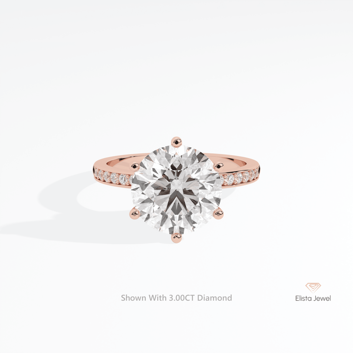 Round Cut Hidden Halo Engagement Lab Grown Diamond Ring in 14K Yellow Gold - Detail View