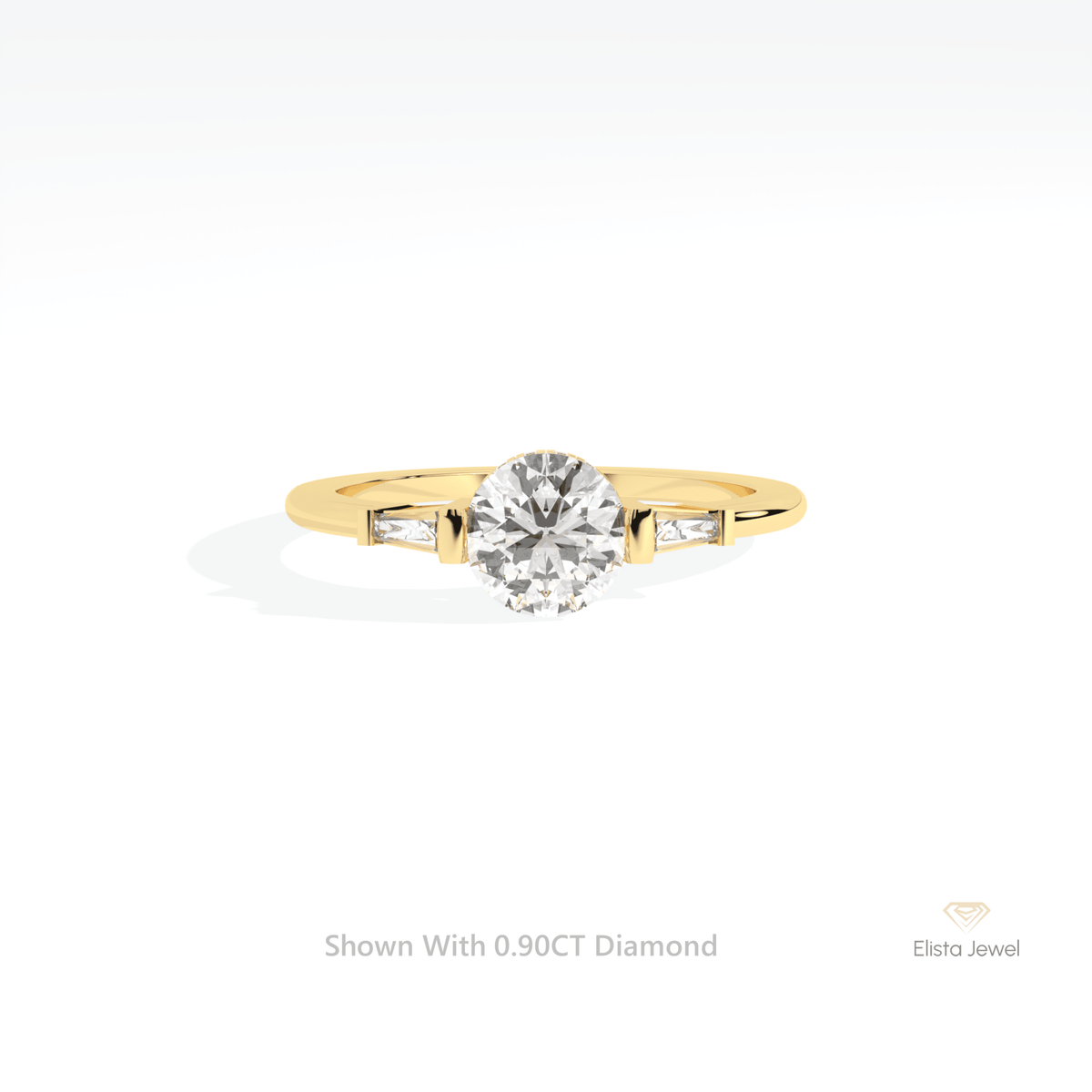 Round Cut Hidden Halo Three Stone Lab Grown Diamond Ring in 18K Rose Gold - Ring on Hand View