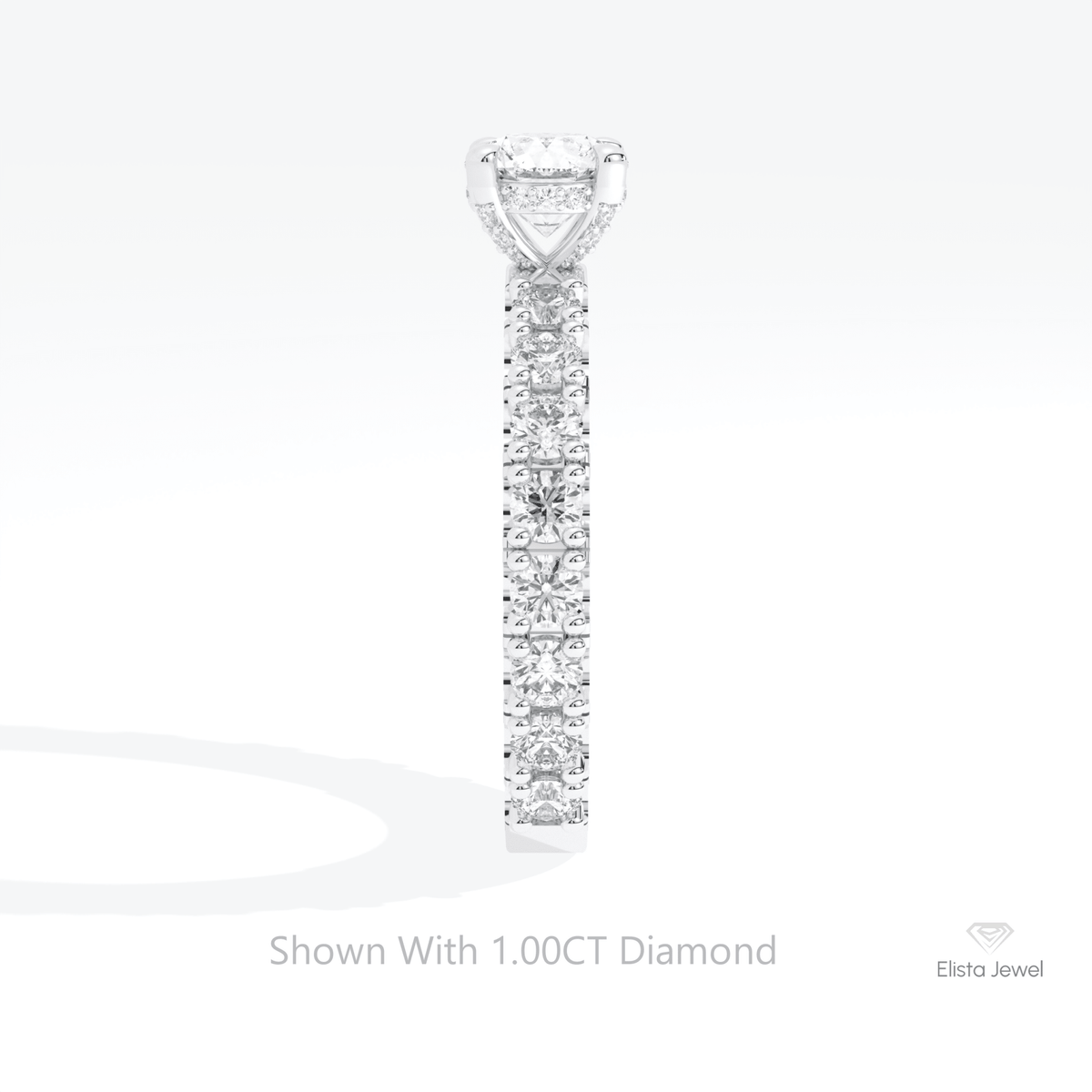 Round Cut Hidden Halo Wedding Lab Grown Diamond Ring in 18K Yellow Gold - Perspective View