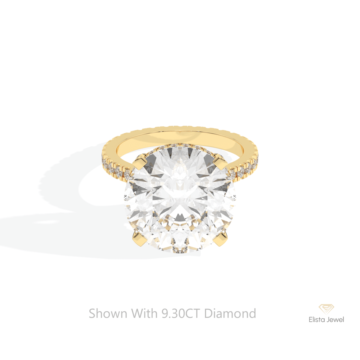 Round Cut Hidden Halo Wedding Lab Grown Diamond Ring in 10K White Gold - Front View