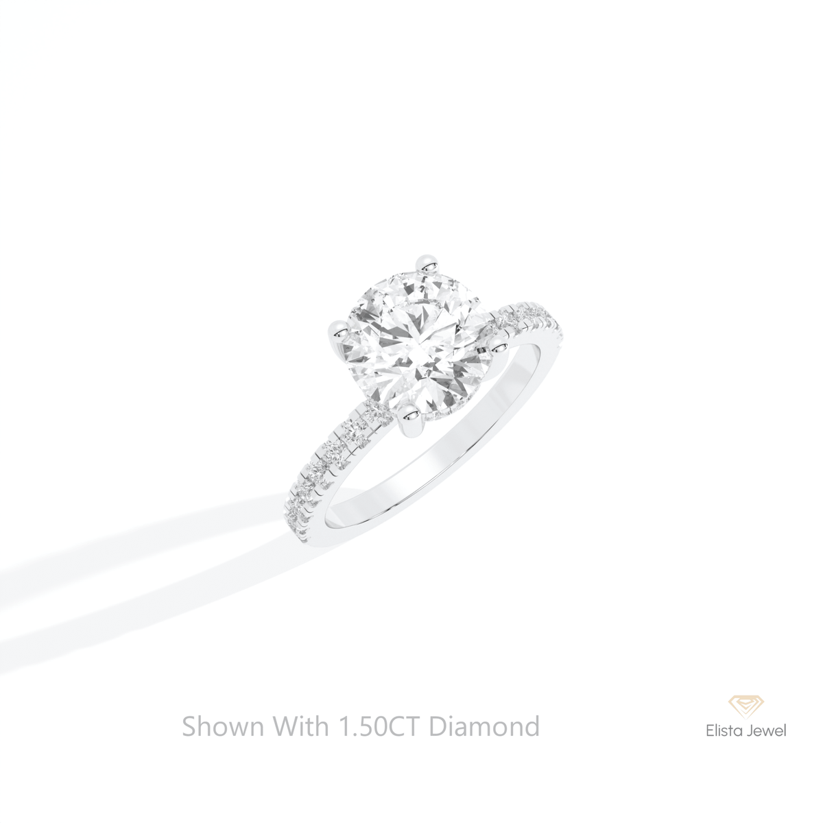 Round Cut Hidden Halo Wedding Lab Grown Diamond Ring in 14K Rose Gold - Profile View