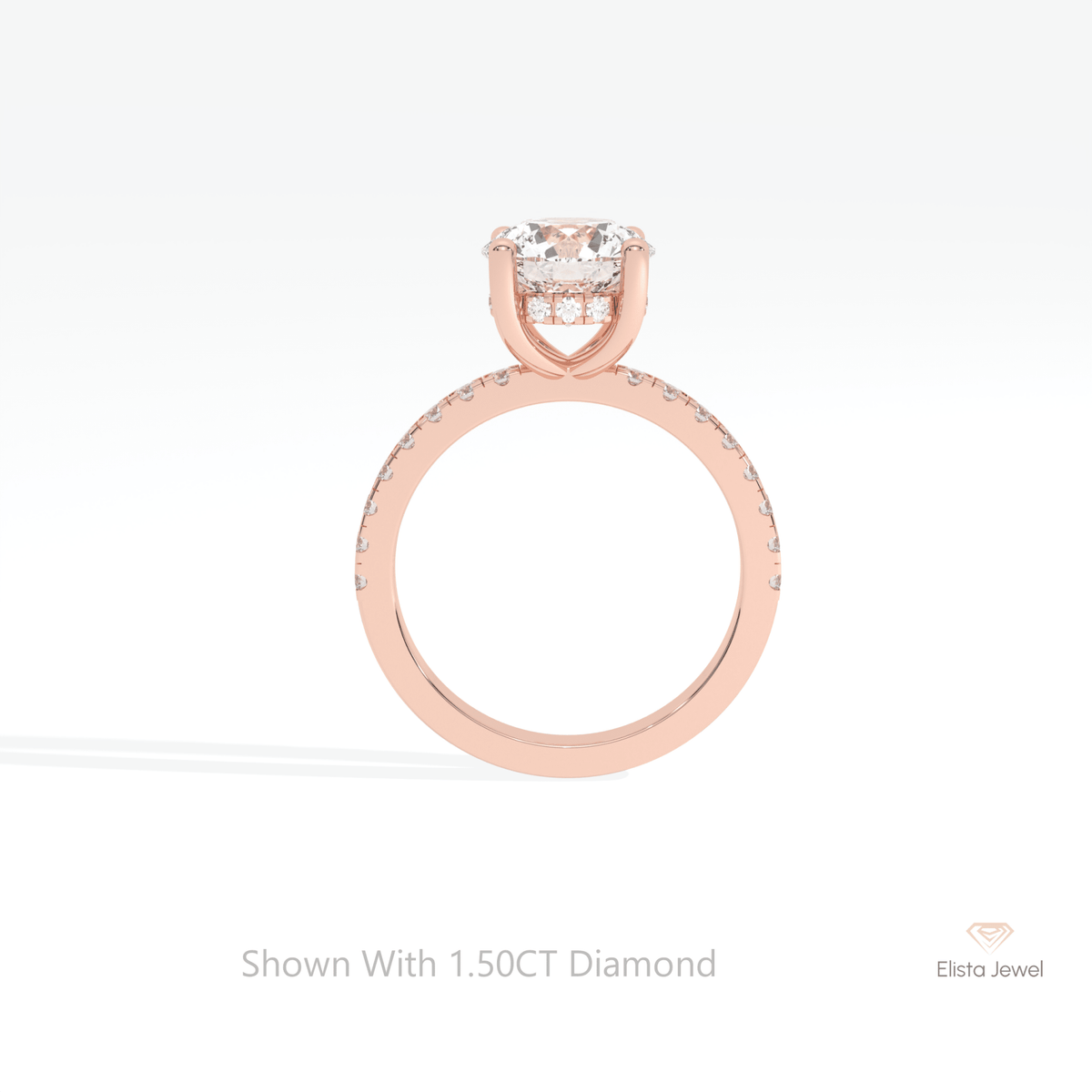 Round Cut Hidden Halo Wedding Lab Grown Diamond Ring - Alternative View
