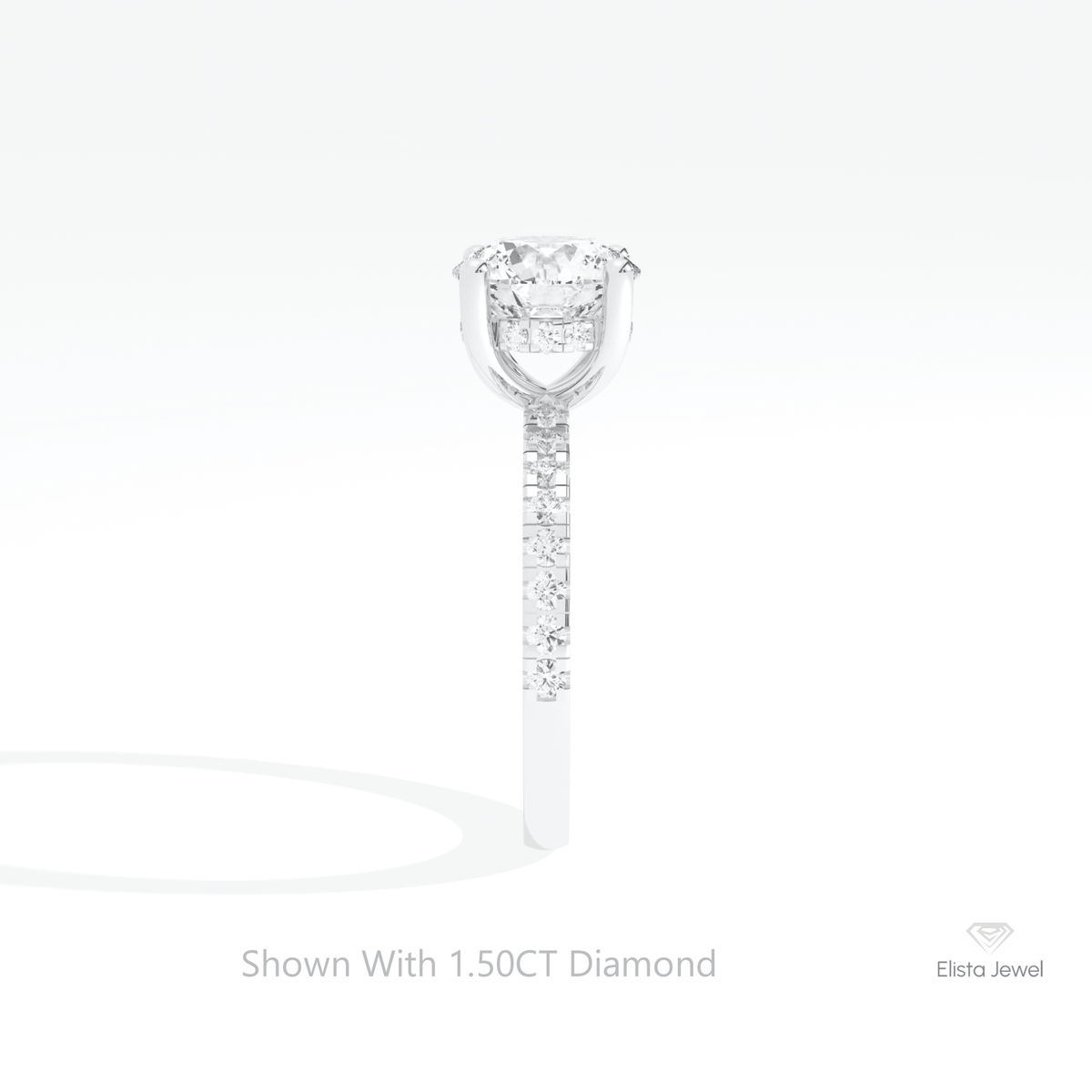 Round Cut Hidden Halo Wedding Lab Grown Diamond Ring in 18K Yellow Gold - Perspective View