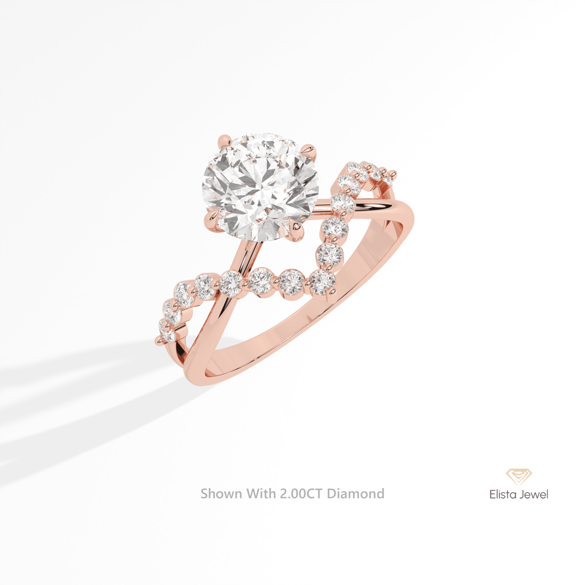 Round Cut Solitaire Accent Engagement Lab Grown Diamond Ring in Platinum - Lifestyle View