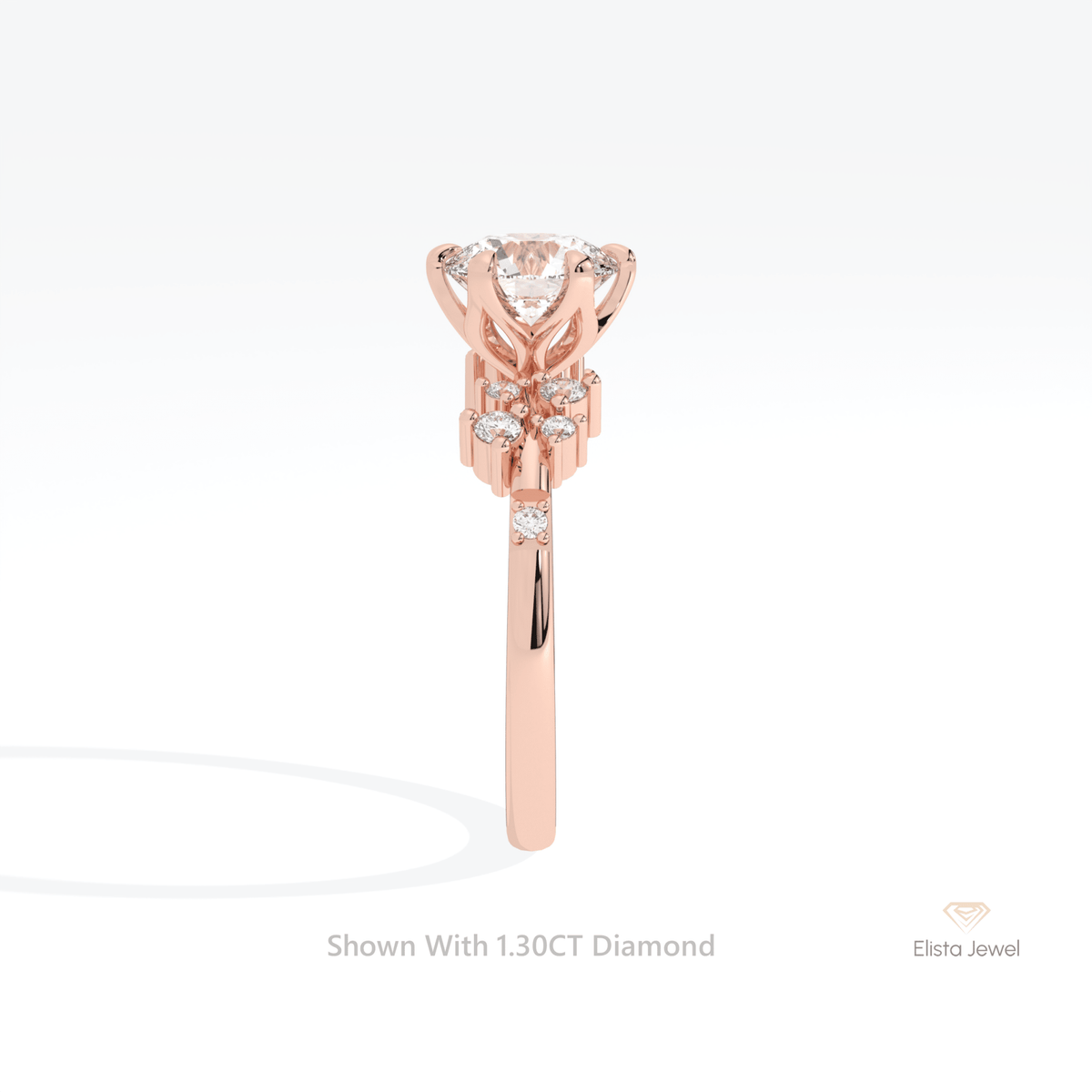 Round Cut Solitaire Accent Lab Grown Diamond Ring - Additional View