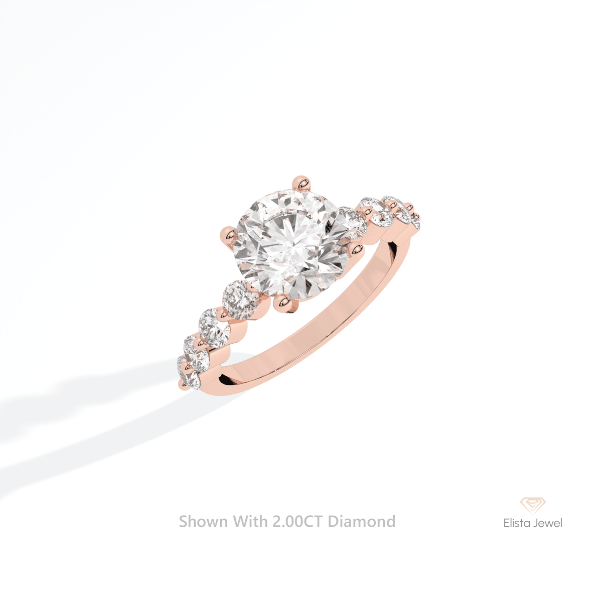 Round Cut Solitaire Accent Lab Grown Diamond Ring in Platinum - Lifestyle View