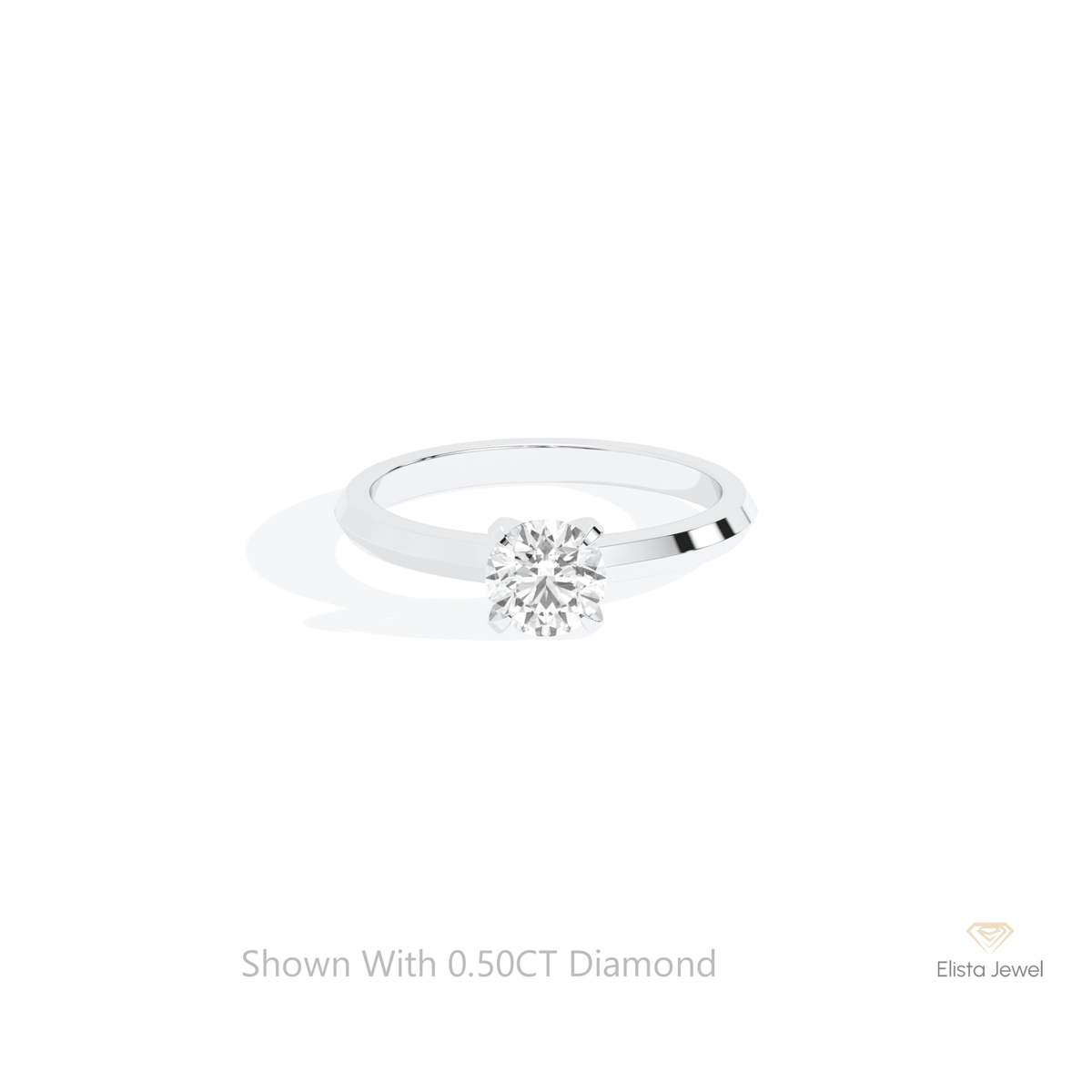 Round Cut Solitaire Engagement Lab Grown Diamond Ring in 14K Yellow Gold - Detail View