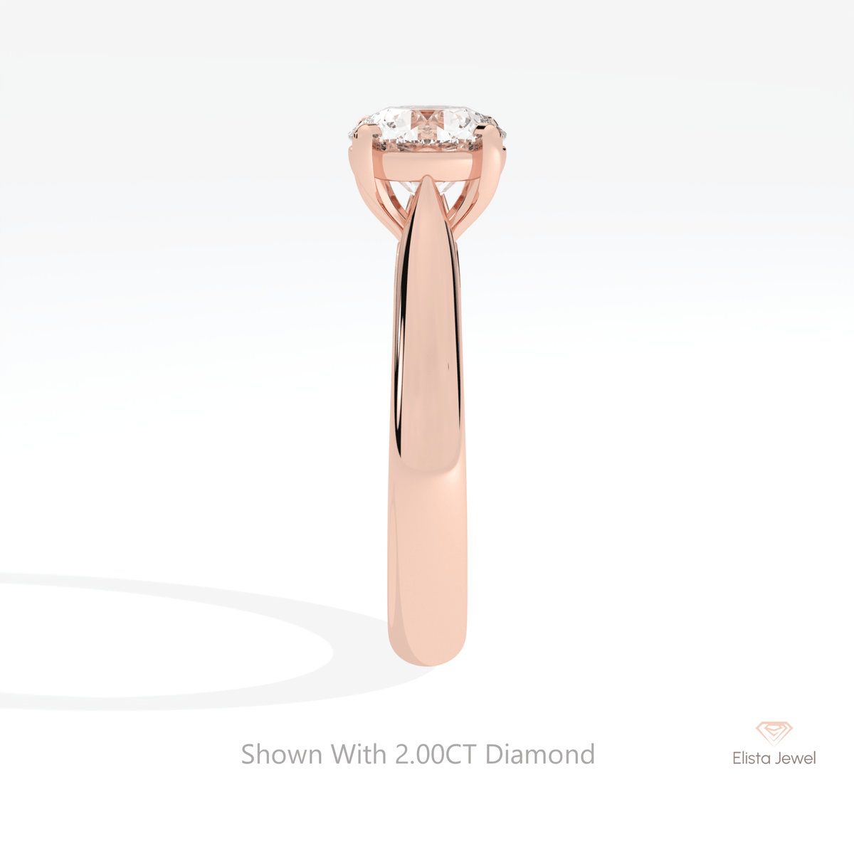Round Cut Solitaire Engagement Lab Grown Diamond Ring in 14K White Gold - Top View