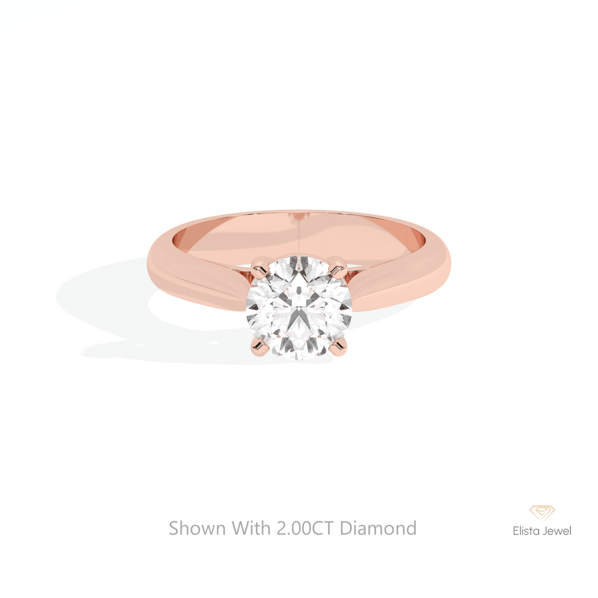 Round Cut Solitaire Engagement Lab Grown Diamond Ring in 10K White Gold - Front View