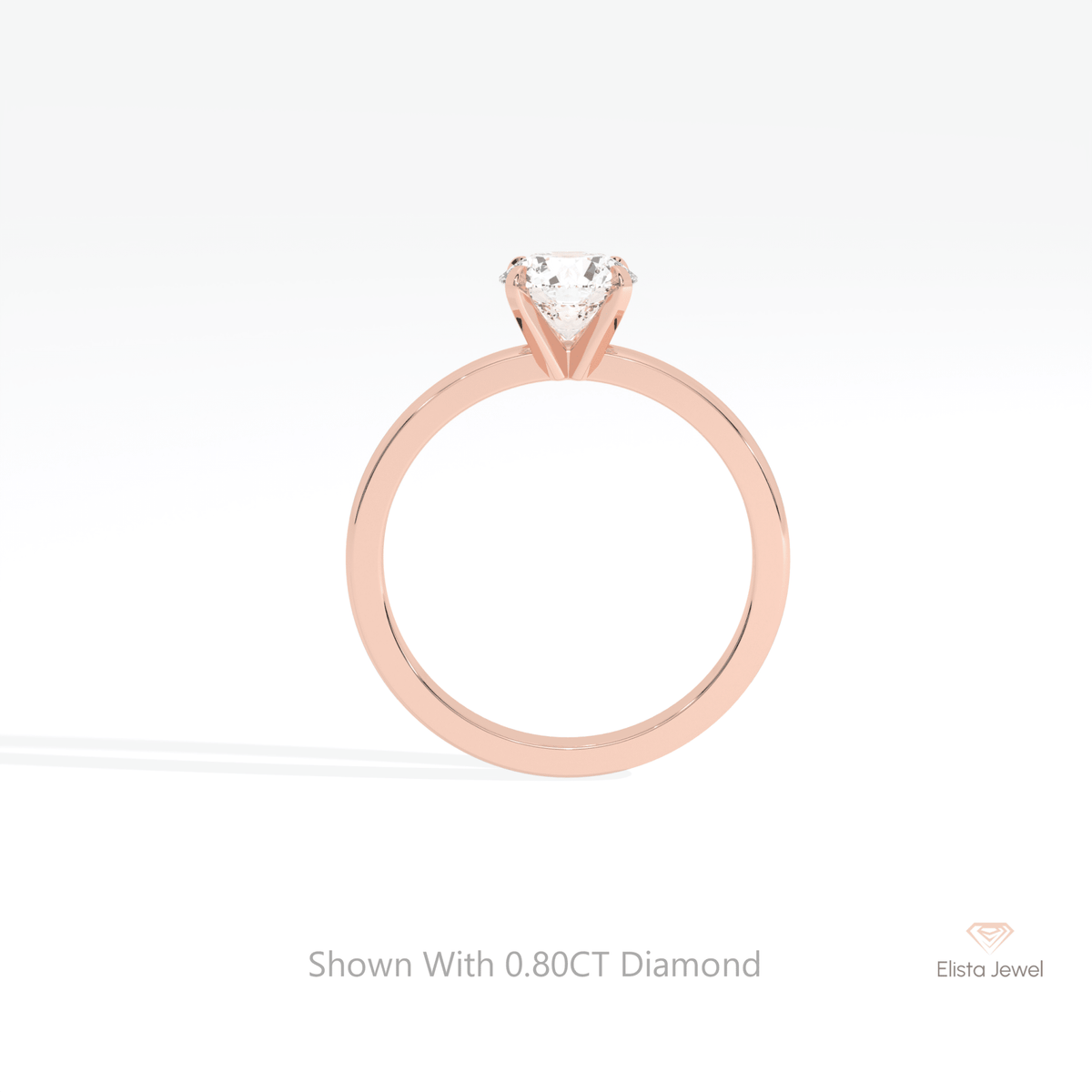 Round Cut Solitaire Engagement Lab Grown Diamond Ring in 10K Rose Gold - Angled View