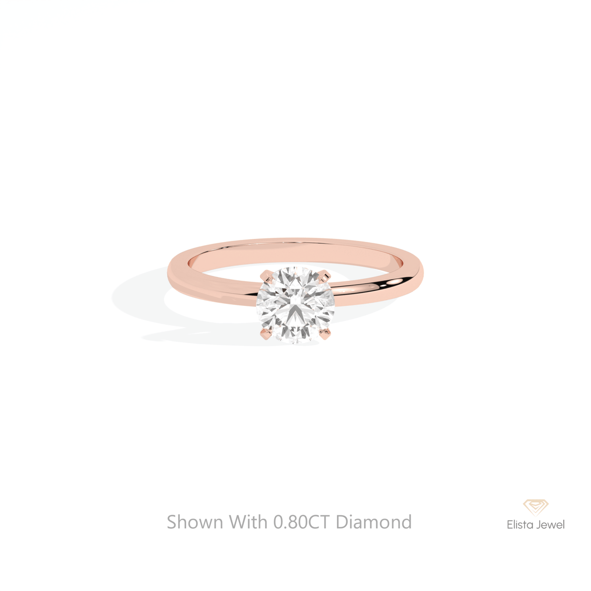 Round Cut Solitaire Engagement Lab Grown Diamond Ring in 10K White Gold - Front View
