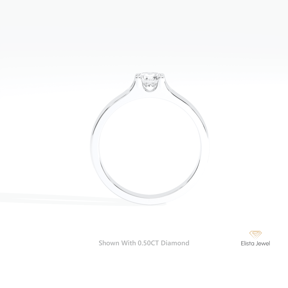 Round Cut Solitaire Engagement Lab Grown Diamond Ring in 14K Rose Gold - Profile View