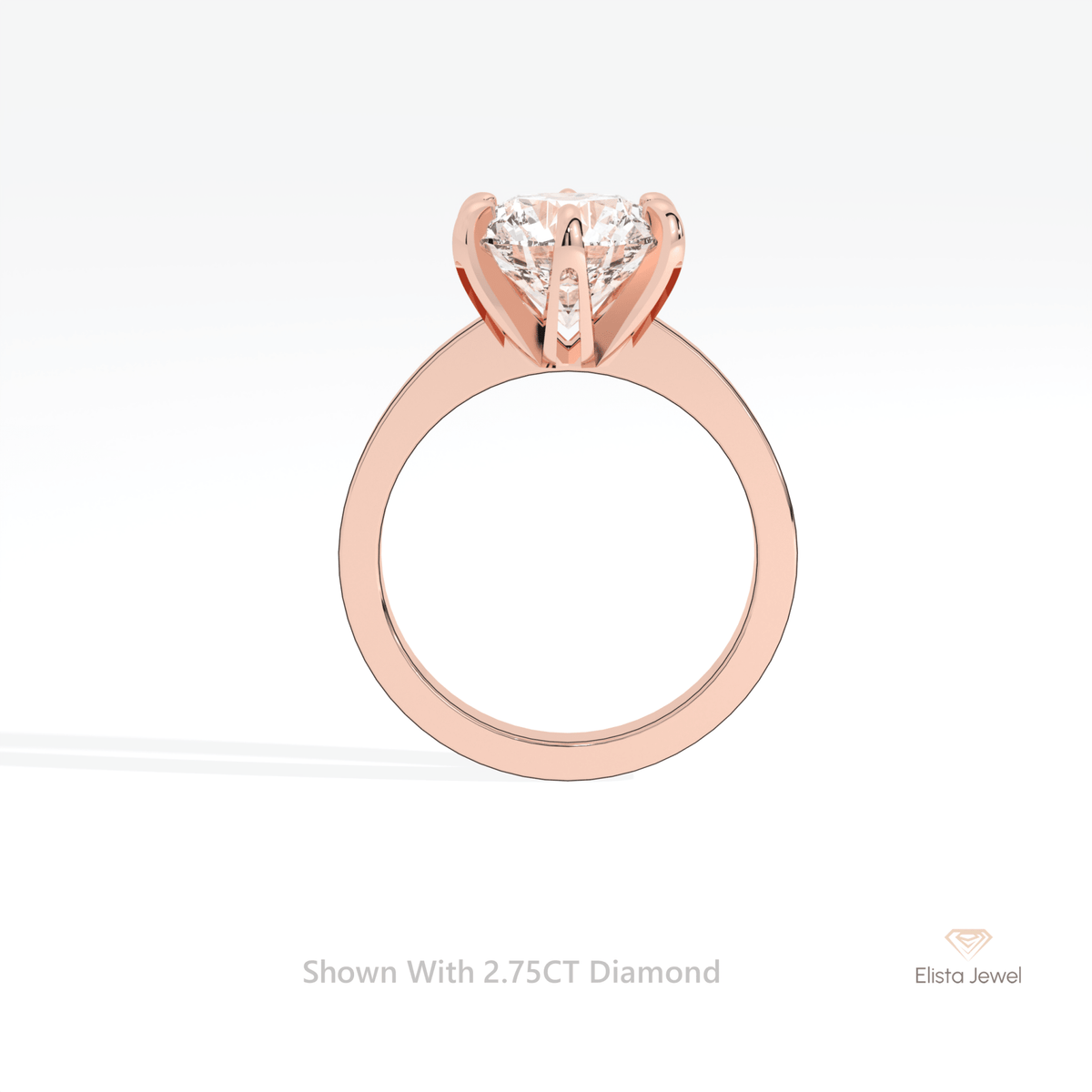 Round Cut Solitaire Engagement Lab Grown Diamond Ring in 10K Rose Gold - Angled View