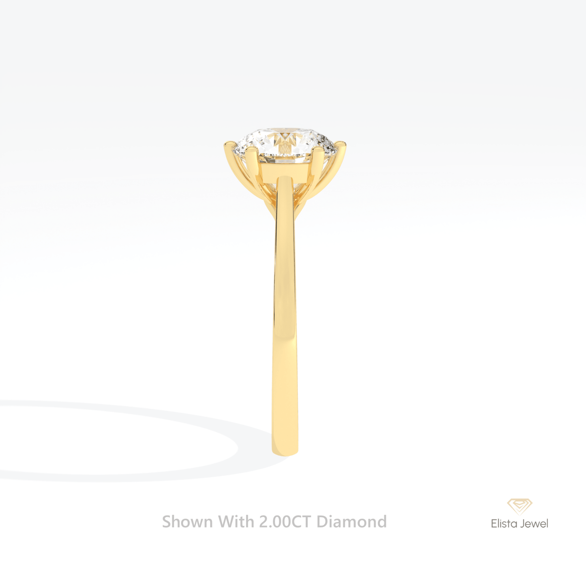 Round Cut Solitaire Engagement Lab Grown Diamond Ring in 18K Yellow Gold - Perspective View