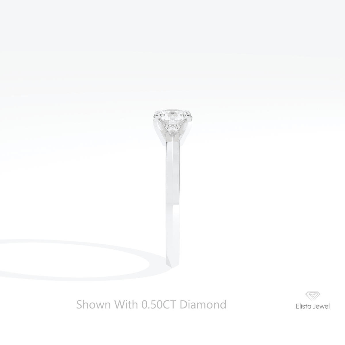Round Cut Solitaire Engagement Lab Grown Diamond Ring in 18K Yellow Gold - Perspective View