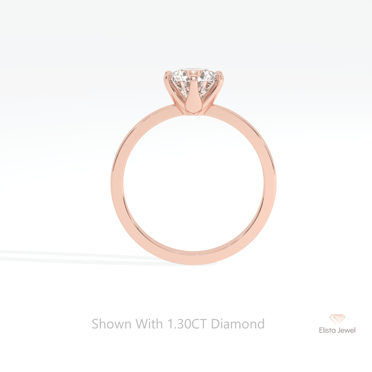 Round Cut Solitaire Engagement Lab Grown Diamond Ring in 10K Rose Gold - Angled View