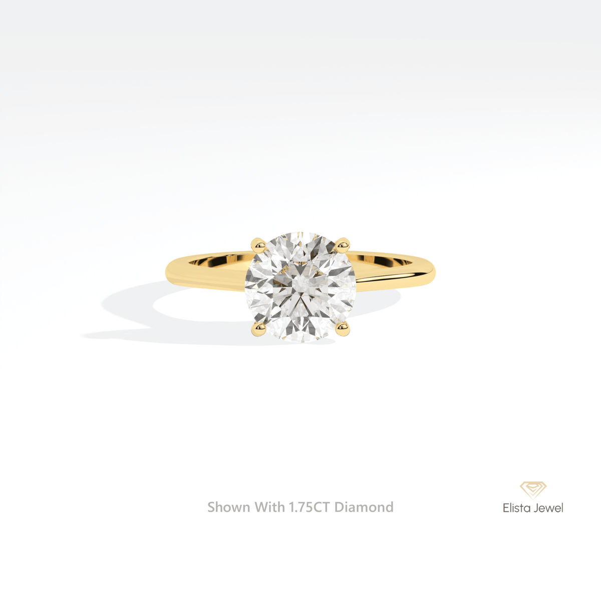 Round Cut Solitaire Engagement Lab Grown Diamond Ring in 18K Rose Gold - Ring on Hand View