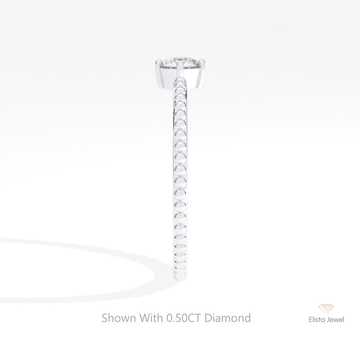 Round Cut Solitaire Engagement Lab Grown Diamond Ring in 18K Yellow Gold - Perspective View