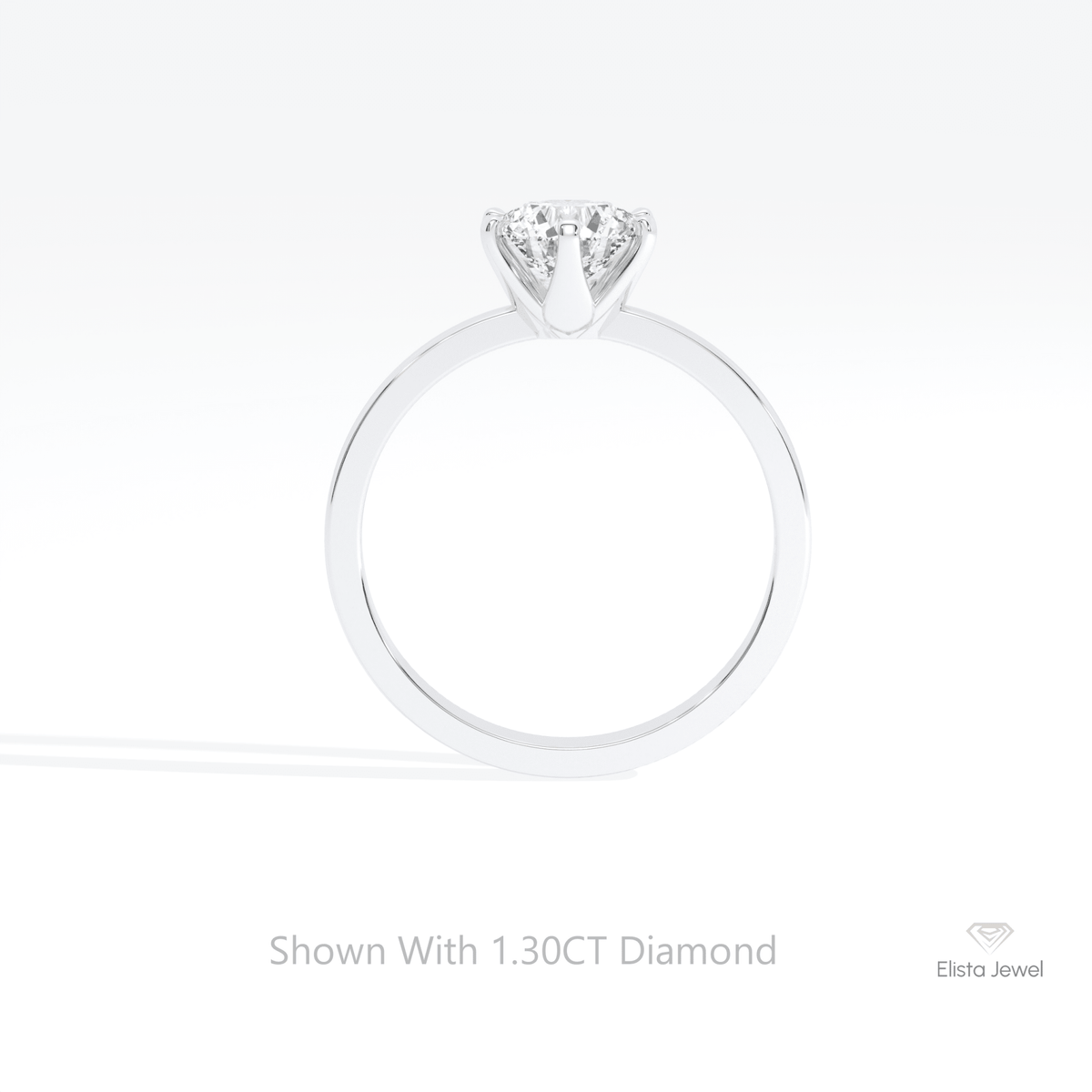 Round Cut Solitaire Engagement Lab Grown Diamond Ring in 18K White Gold - Close-up View