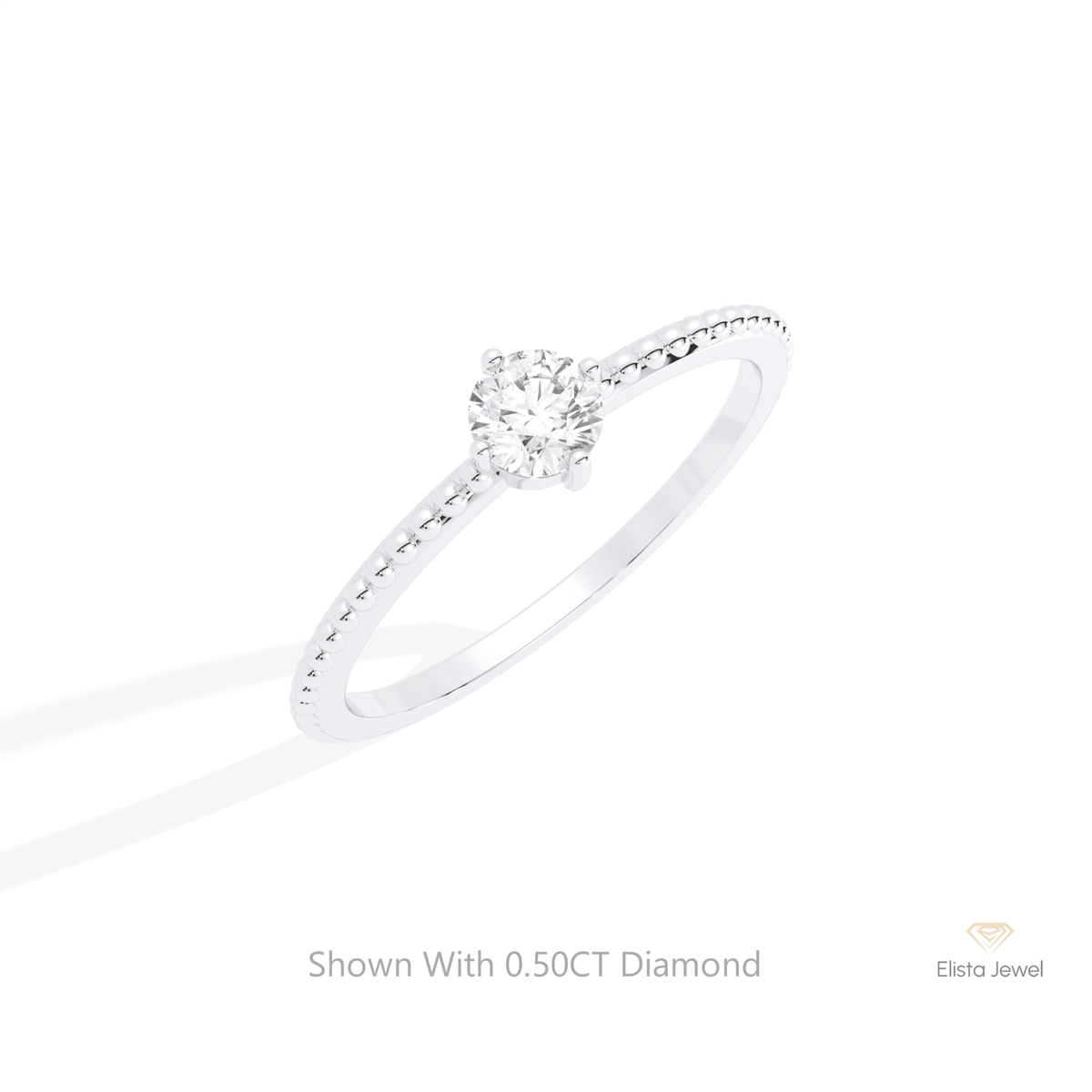 Round Cut Solitaire Engagement Lab Grown Diamond Ring in 14K Rose Gold - Profile View
