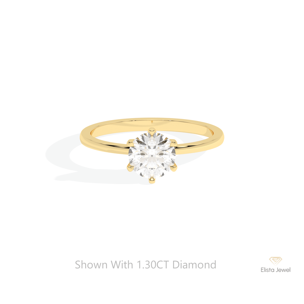 Round Cut Solitaire Engagement Lab Grown Diamond Ring in 18K Rose Gold - Ring on Hand View