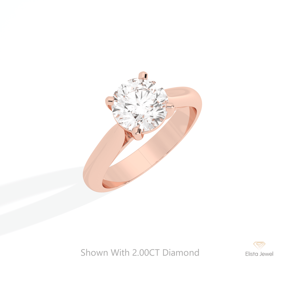 Round Cut Solitaire Engagement Lab Grown Diamond Ring in 10K Yellow Gold - Side View