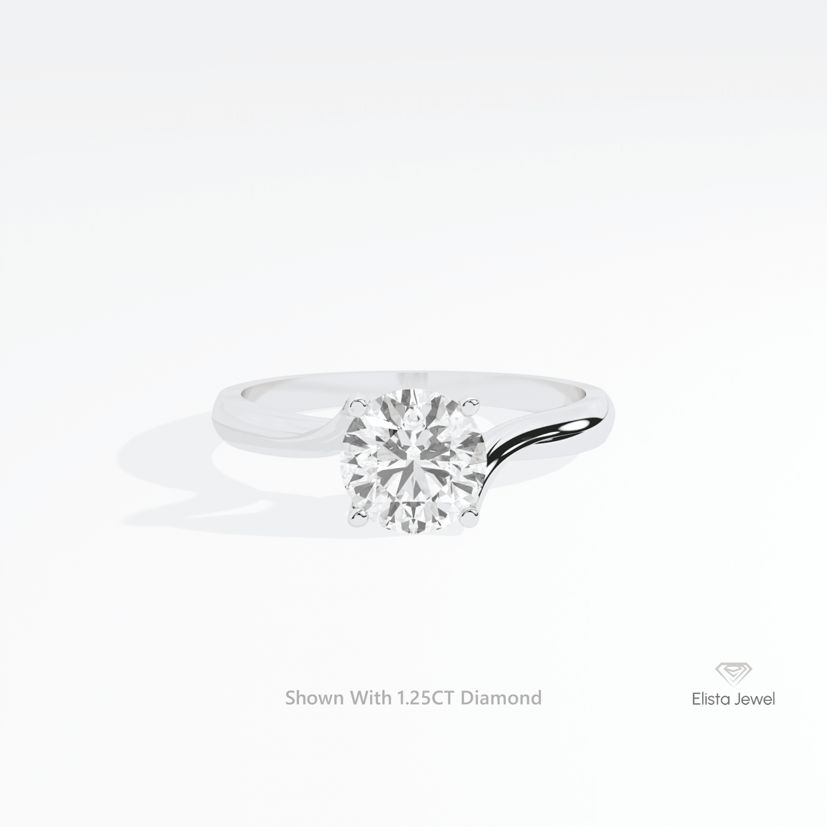 Round Cut Solitaire Engagement Lab Grown Diamond Ring in 14K Yellow Gold - Detail View