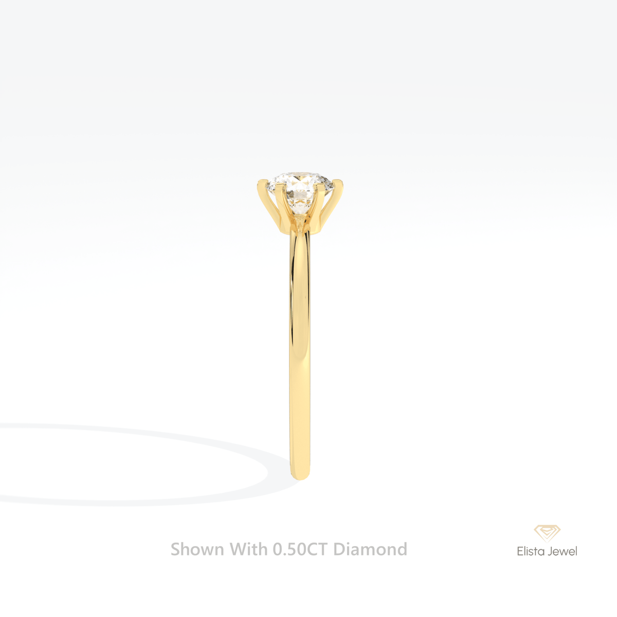 Round Cut Solitaire Engagement Lab Grown Diamond Ring in 14K White Gold - Top View