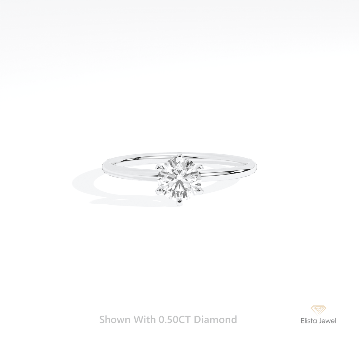 Round Cut Solitaire Engagement Lab Grown Diamond Ring in 18K Rose Gold - Ring on Hand View