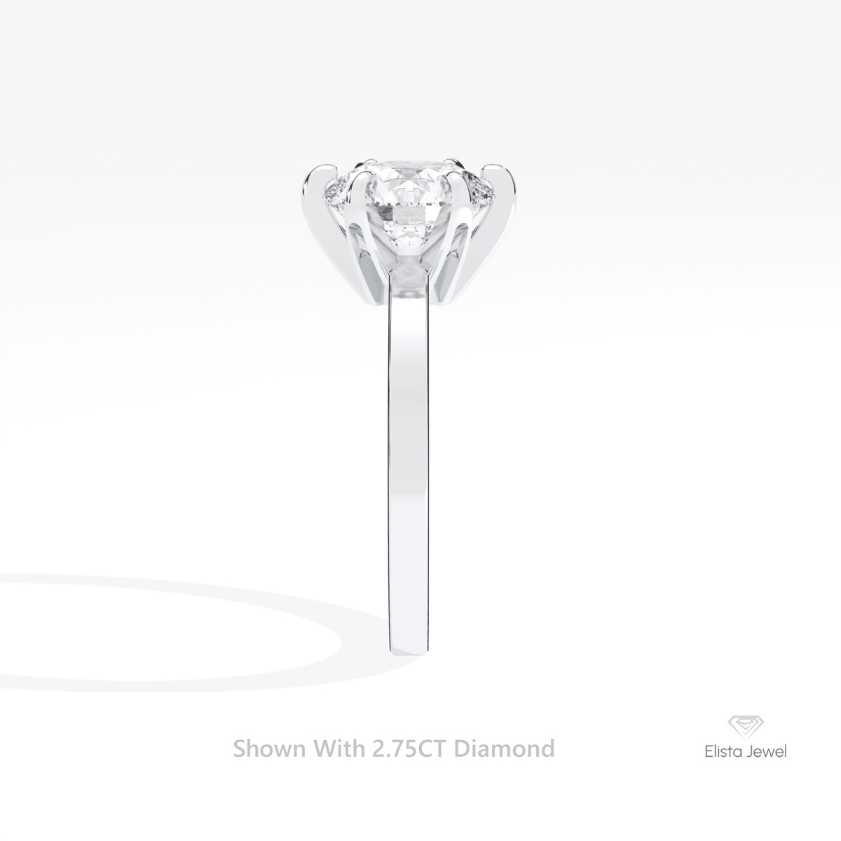 Round Cut Solitaire Engagement Lab Grown Diamond Ring in 14K Rose Gold - Profile View