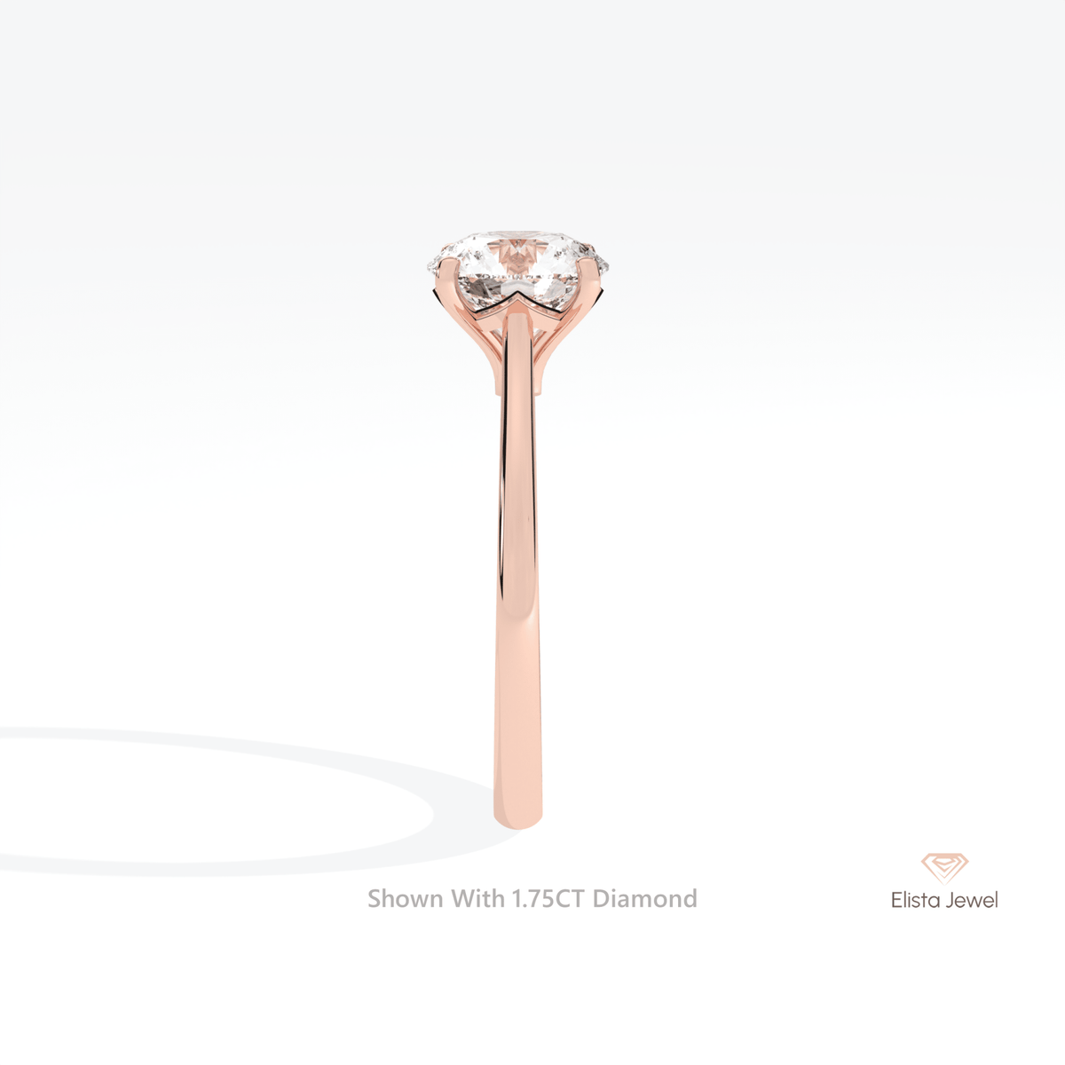 Round Cut Solitaire Engagement Lab Grown Diamond Ring in 18K Yellow Gold - Perspective View
