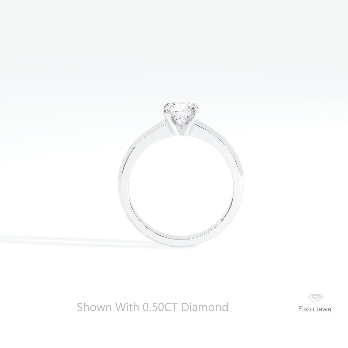 Round Cut Solitaire Engagement Lab Grown Diamond Ring in 18K White Gold - Close-up View