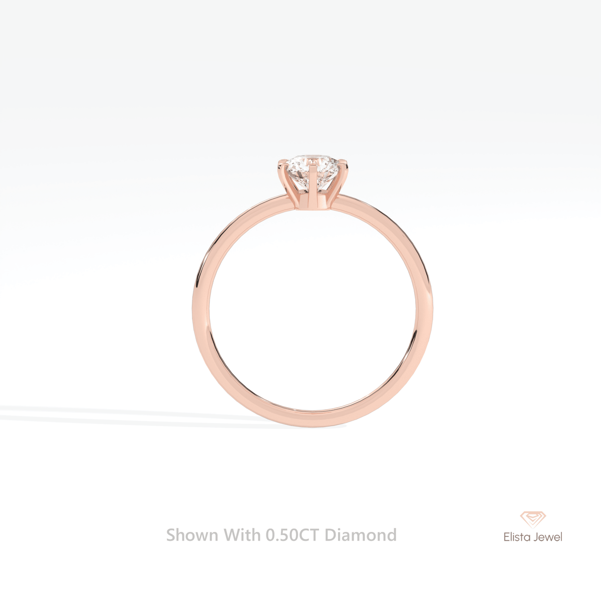 Round Cut Solitaire Engagement Lab Grown Diamond Ring in 18K White Gold - Close-up View