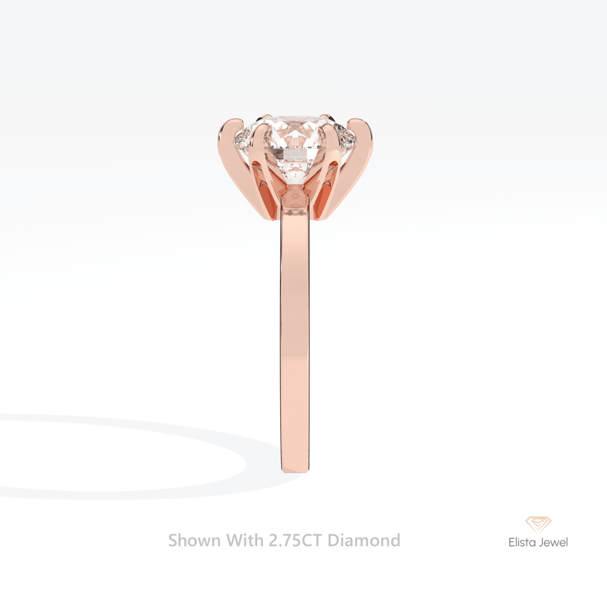 Round Cut Solitaire Engagement Lab Grown Diamond Ring in 14K White Gold - Top View