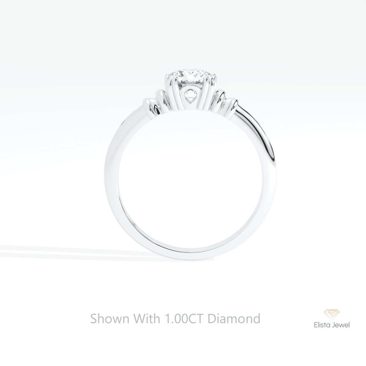 Round Cut Solitaire Wedding Lab Grown Diamond Ring in 18K White Gold - Close-up View