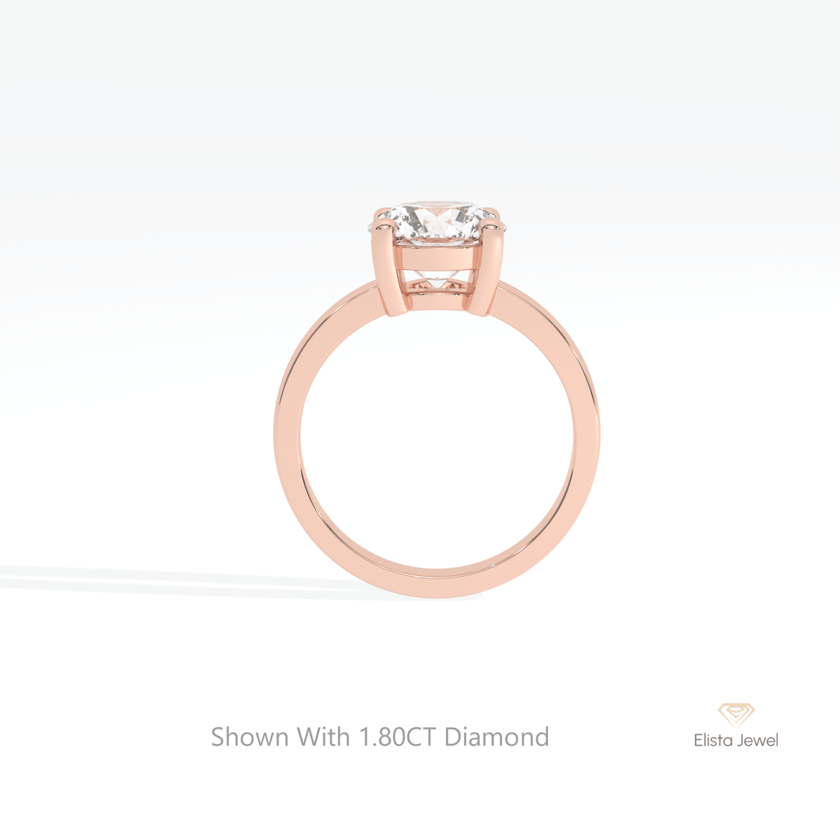 Round Cut Solitaire Wedding Lab Grown Diamond Ring in 10K Rose Gold - Angled View