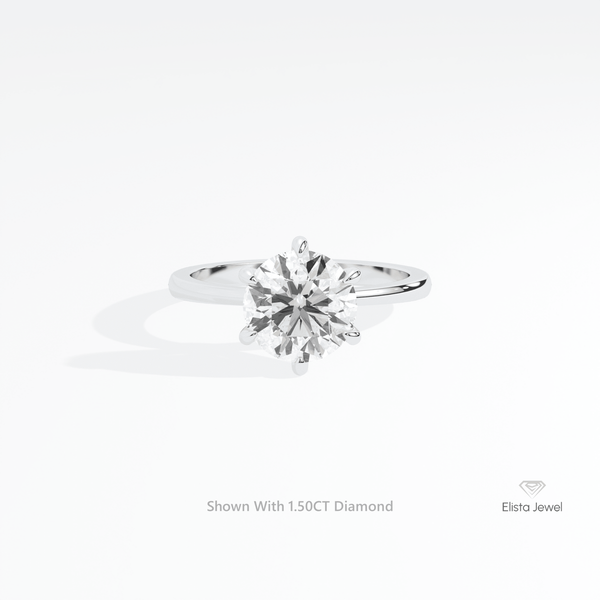 Round Cut Solitaire Wedding Lab Grown Diamond Ring in 10K White Gold - Front View
