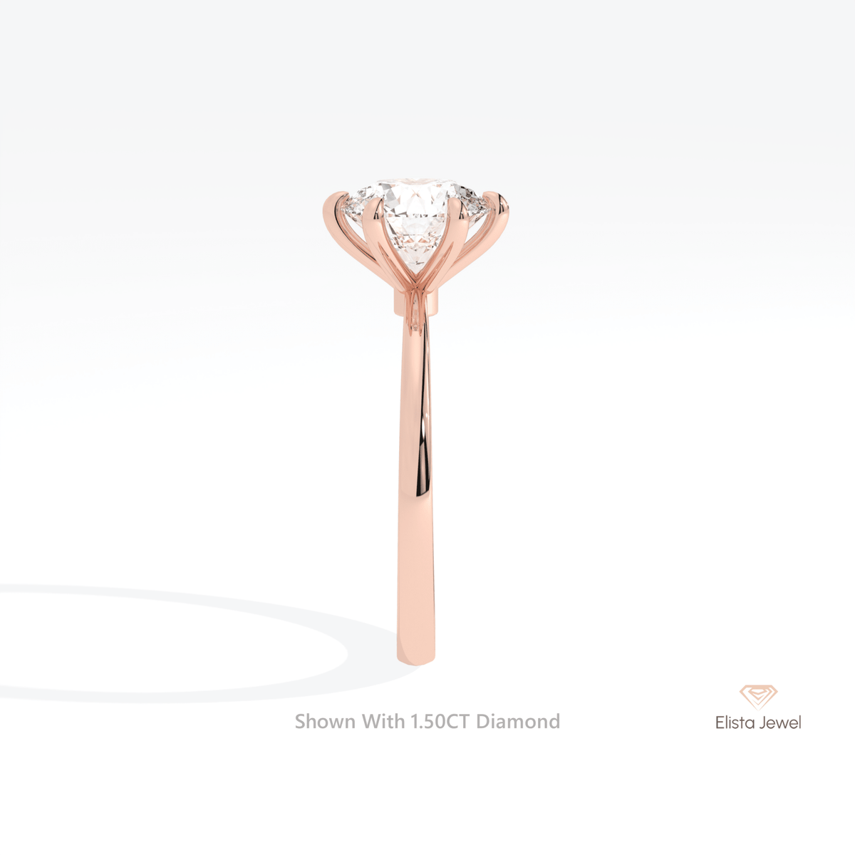 Round Cut Solitaire Wedding Lab Grown Diamond Ring in 18K Yellow Gold - Perspective View