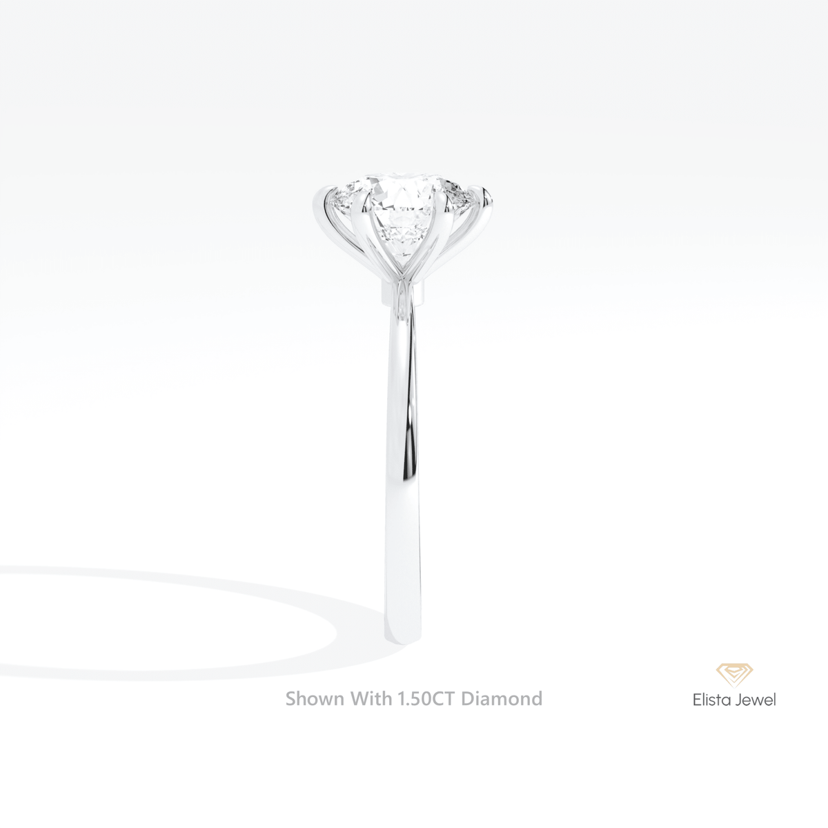 Round Cut Solitaire Wedding Lab Grown Diamond Ring in 14K White Gold - Top View