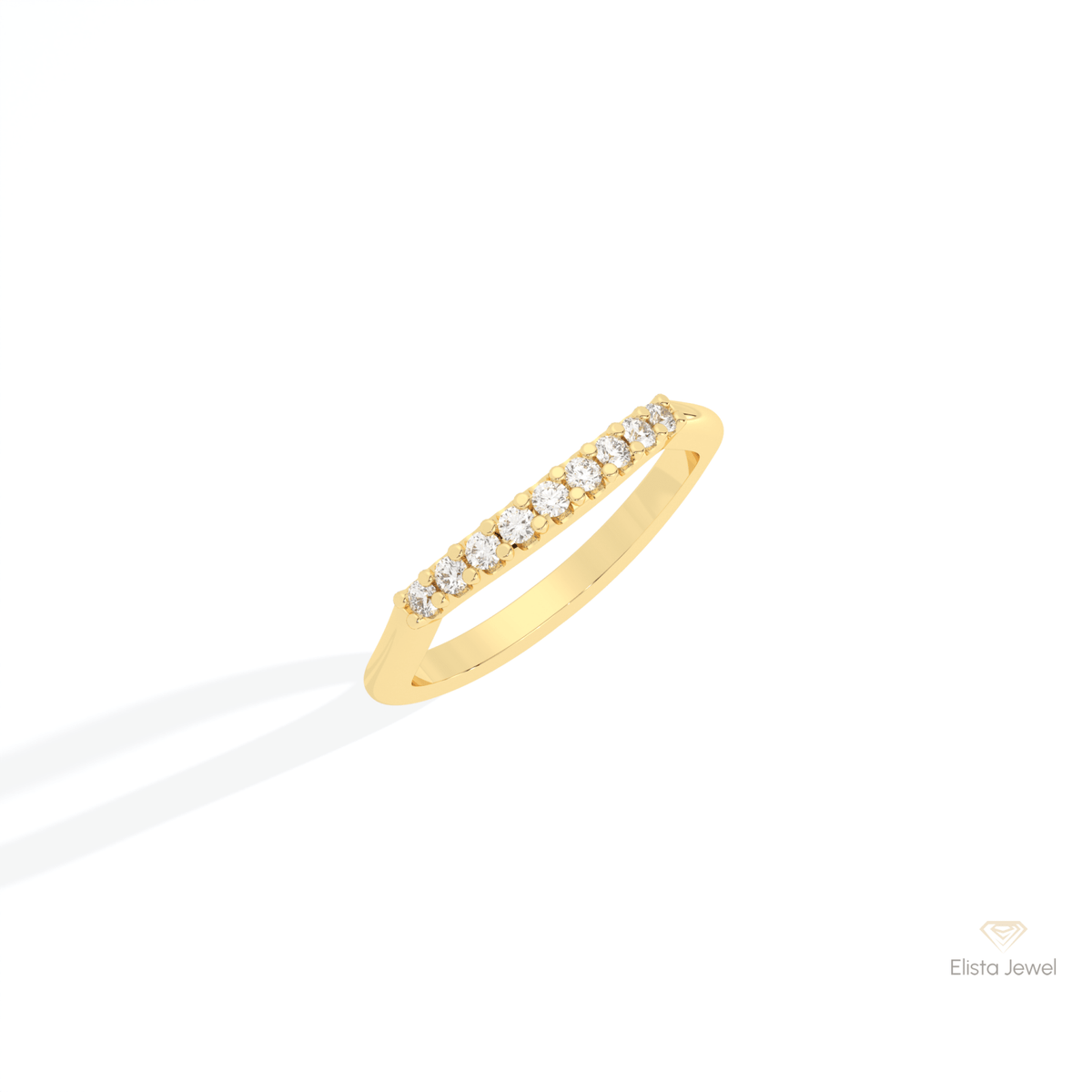 Round Cut Stacking Wedding Lab Grown Diamond Band in 10K Yellow Gold - Side View