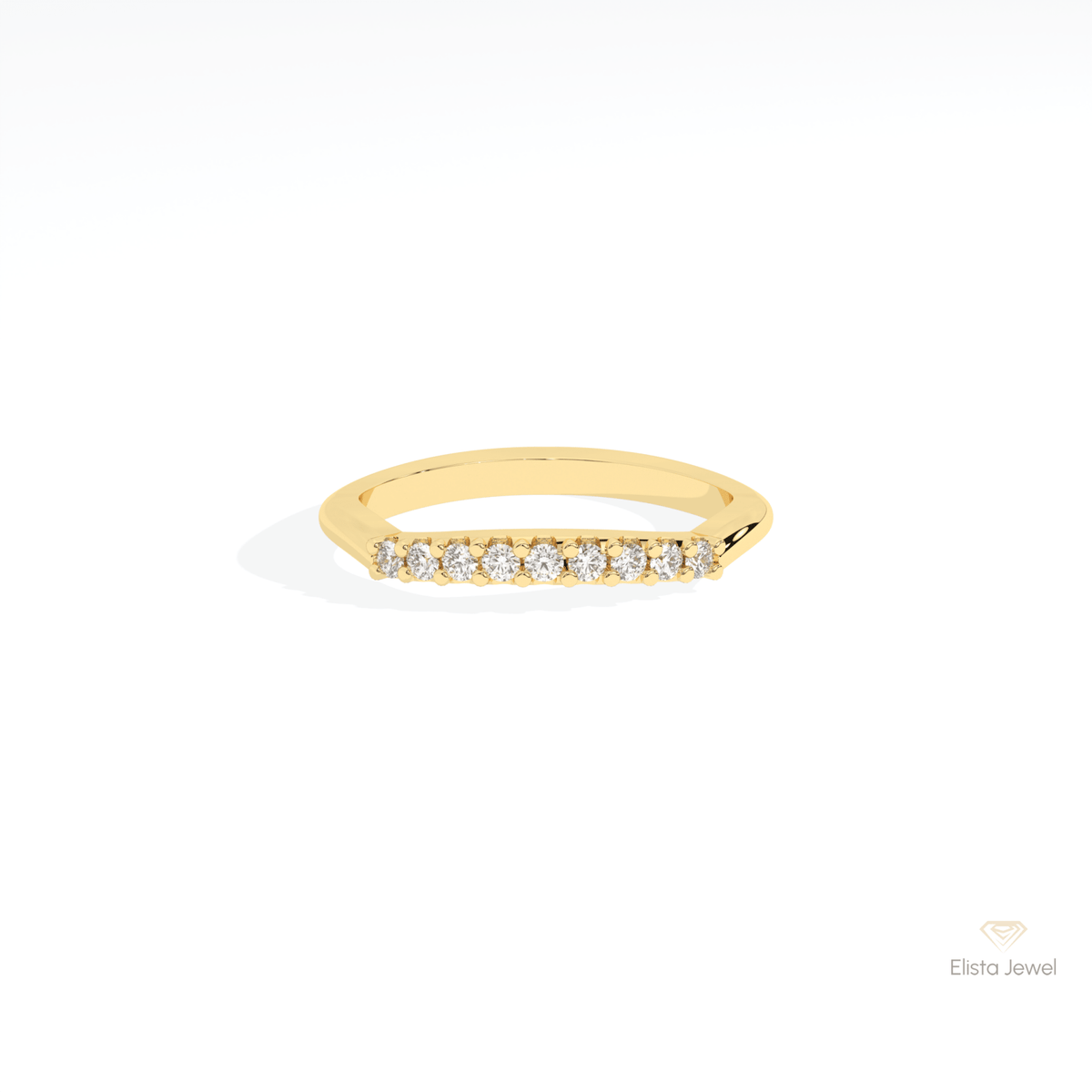 Round Cut Stacking Wedding Lab Grown Diamond Band in 10K White Gold - Front View