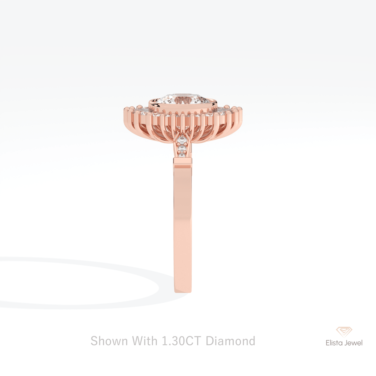 Round Cut Starburst Engagement Lab Grown Diamond Ring - Additional View