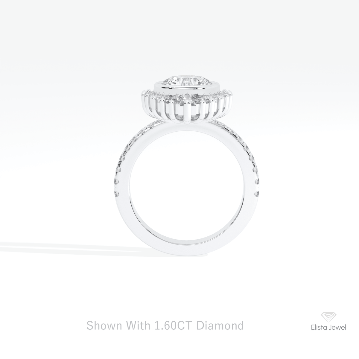 Round Cut Starburst Engagement Lab Grown Diamond Ring - Alternative View