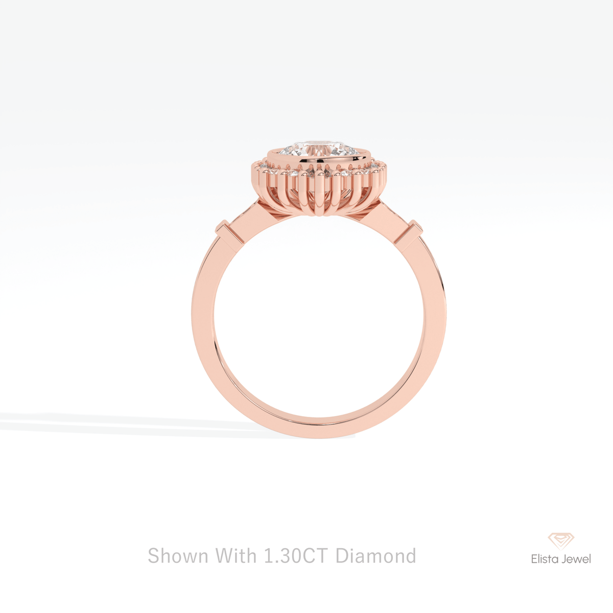 Round Cut Starburst Engagement Lab Grown Diamond Ring - Alternative View