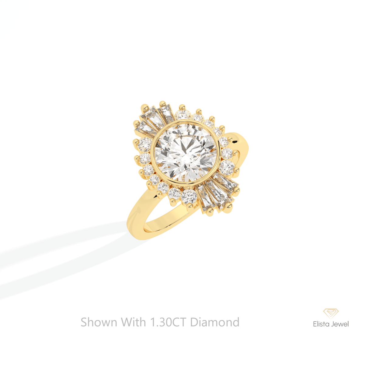 Round Cut Starburst Wedding Lab Grown Diamond Ring in Platinum - Lifestyle View