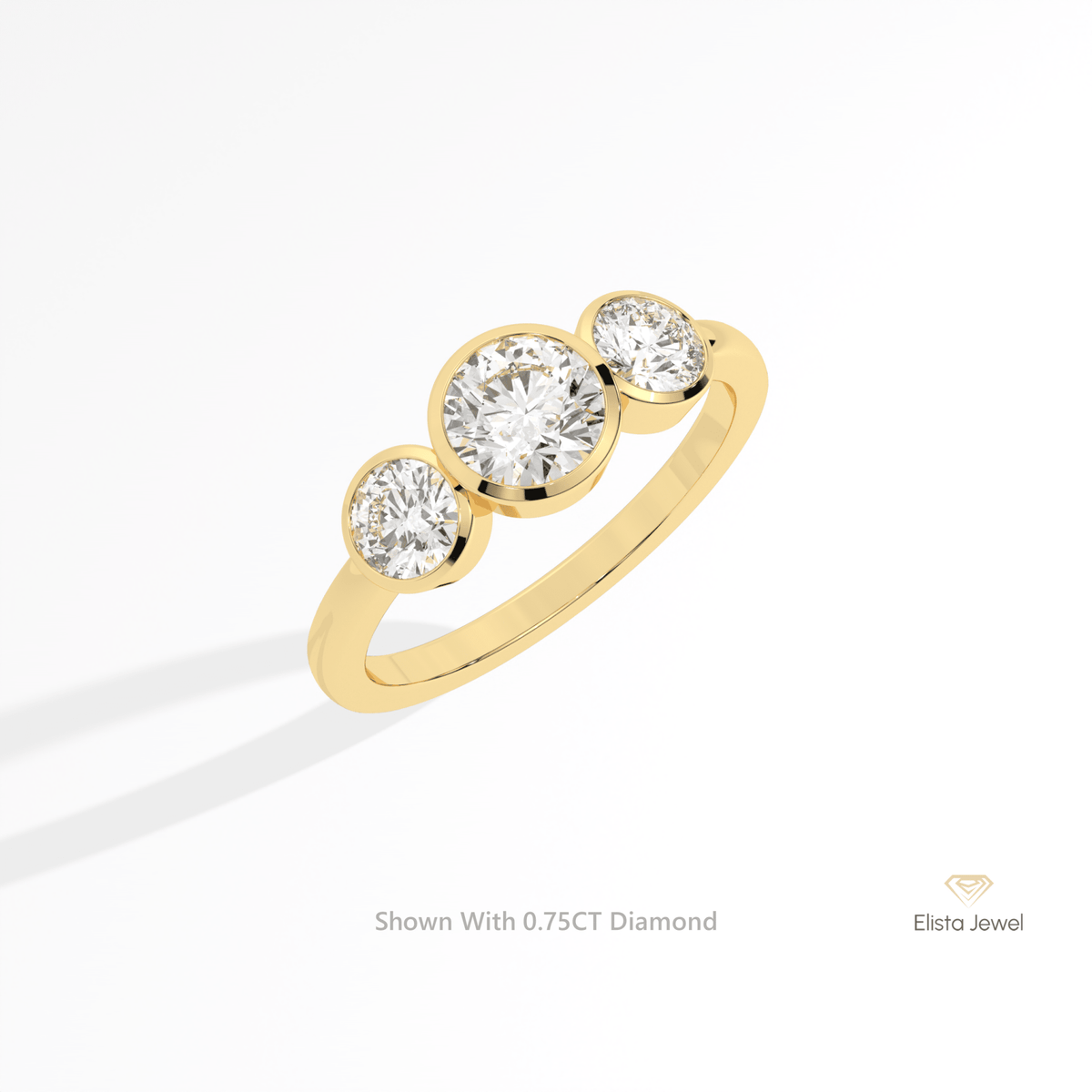 Round Cut Three Stone Engagement Lab Grown Diamond Ring in Platinum - Lifestyle View