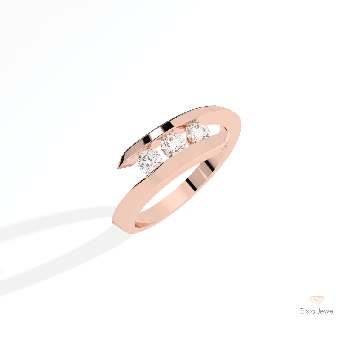Round Cut Three Stone Engagement Lab Grown Diamond Ring in Platinum - Lifestyle View