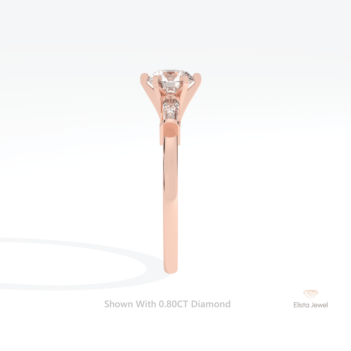 Round Cut Three Stone Engagement Lab Grown Diamond Ring - Additional View